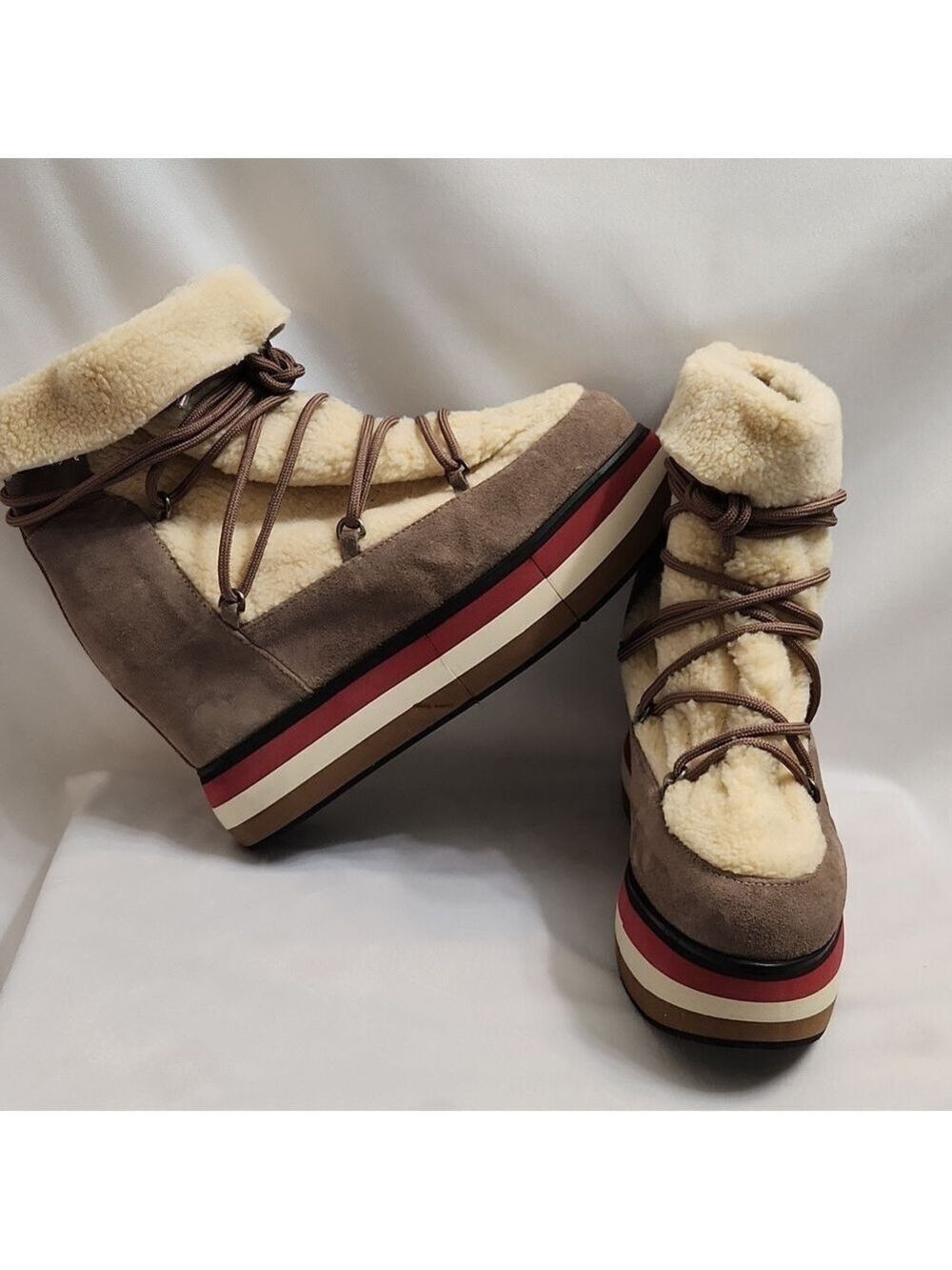 Paloma Barceló Kiran Suede Platform Genuine Shearling Lining Booties (W Size 40) - Picture 4 of 15